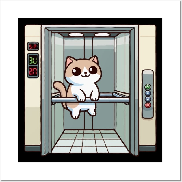 Cat Using Elevator Wall Art by MoDesigns22 